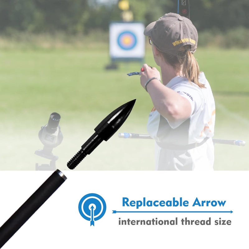 MOLFUJ 12pcs Archery Arrow Tips 100/125/150/200 Grain Field Tips 5/16 Inch Screw in Bullet Points , Archery Target Crossbow Practice Tip for Arrow Recurve Bow Compound Bow, Hunting Bow Arrow Target Practice - Image 4